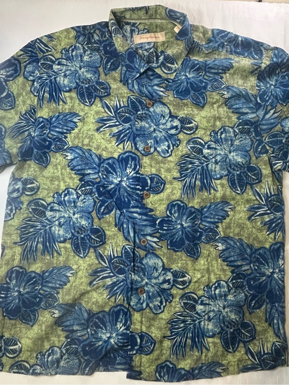 Tommy Bahama Men’s XL 100% Silk‎ Hawaiian Camp Shirt Blue Floral